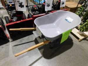 lot 75 image: Anvil Anvil 6 cu. ft. Steel Wheelbarrow with a Pneumatic Tire and Wood Handles