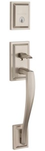 Baldwin Torrey Pines Satin Nickel Low Profile Single Cylinder Entry Door Handleset with Torrey Door Lever feat SmartKey Security - NEW SOLD AS IS