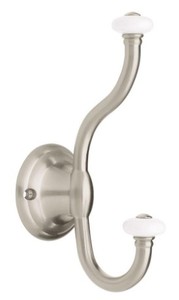 (10-Packs) Liberty 6.69 in. Brushed Nickel Coat and Hat Hooks with Porcelain Knobs B43020Z-SN-C -NEW SOLD AS IS