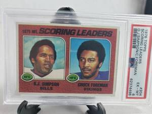 1976 Topps Scoring Leaders O.J. Simpson & Chuck Foremen #204 PSA EX - MT 6