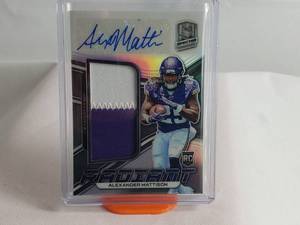Alexander Mattison Rookie Card Autograph Patch Panini Spectra No. RRPS-15 Numbered 165 of 199