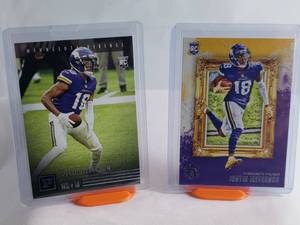 Lot of 2 Justin Jefferson Rookie Cards Panini Chronicles PA-23 and Panini Gridiron Kings GK-13