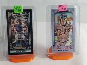 Lot of 2 Gypsy Queen Numbered Joe Mauer 124 of 199 and Max Kepler Rookie 179 of 250