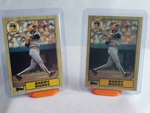 Lot of 2 1987 Barry Bonds Topps 320, Print Error with Half of the 3 not Printed