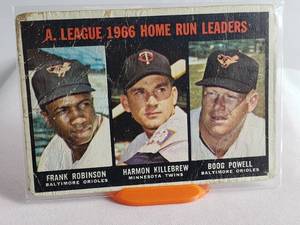 1966 A. League Home Run Leaders Harmon Killebrew, Frank Robinson, Boog Powell Topps #243
