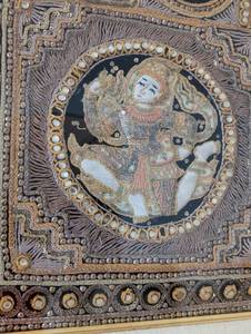 lot 24 image: Large Framed Intricate Embroidered Burmese Tapestry