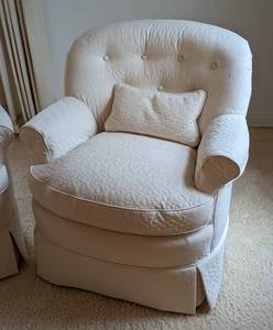 lot 26 image: Pair of Cream Textured Armchairs