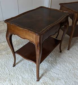 lot 28 image: Pair of Vintage Leather Topped Side Tables