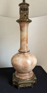 lot 36 image: Pair of Marble and Brass Table Lamps