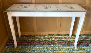 lot 91 image: Delightful Distressed Botanical Themed Console Table