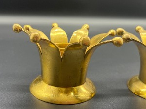 lot 147 image: Pair of Vintage Brass Floral Candle Holders