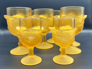 lot 132 image: Gorgeous LG Wright Vintage Amber Glass Stemware