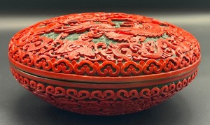 lot 72 image: Vintage Cinnabar Covered Container