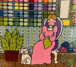 lot 327 image: Nifty Needlepoint Art in a Lucite Frame
