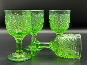 lot 256A image: Set of Four Beautiful Vintage Green Stemmed Goblets
