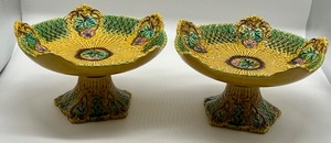 lot 229 image: Pair of Vintage Majolica Compotes