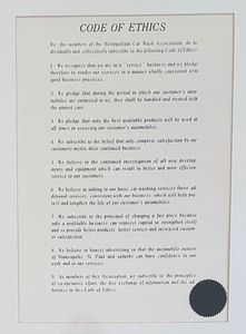 lot 391 image: Code of Ethics Framed Print