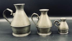 lot 393 image: 4 Vintage Marvelous Metal Pitchers