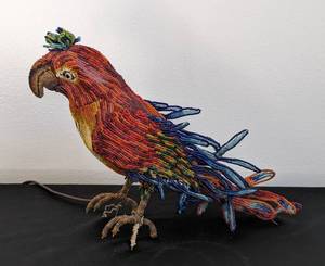 lot 280 image: Beaded Parrot Table Lamp
