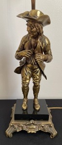 lot 20A image: Stunning Pair of Vintage Solid Brass Figural Lamps