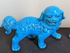 lot 45 image: Pair of Blue Ceramic Foo Dogs