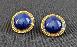 lot 500 image: 14k Gold and Lapis Clip On Earrings