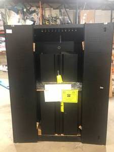 lot 1 image: Husky 4-Piece Heavy Duty Welded Steel Garage Storage System in Black (92 in. W x 81 in. H x 24 in. D) Open Box Customer Return see pictures