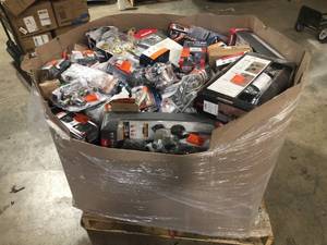 lot 16 image: Gaylord full of Assorted Door Knobs, Handles and hardware Various Models and Conditions customer returns See Pictures