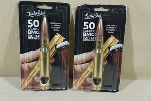 lot 94 image: 2 Lucky Shot 50 Caliber BMG Casing Bottle Openers