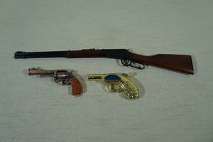 lot 98 image: Cast Winchester Model 94 Model with Working Action - 2 Lighters