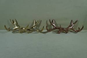 lot 99 image: 2 Painted Antler Wall Hangings - GoldRose Gold