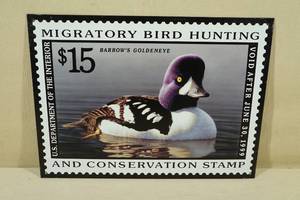 lot 113 image: Barrows Goldeneye US Bird Stamp Metal Sign