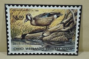 lot 116 image: Blue Winged Teal Habitat Stamp Metal Sign