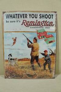 lot 124 image: NEW Vintage Look Remington Ad Metal Sign - Made in USA