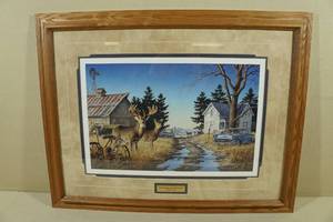 lot 127 image: Larry Zach Old Rivals III - Whitetail Framed Print