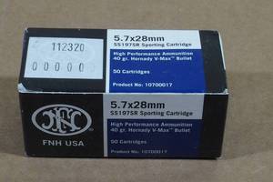 lot 161 image: 50 FNH 5.7 x 28mm 40 Gr Hornady V-Max Ammo