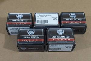 lot 166 image: 100 MFS .223 Rem 55 Gr FMJ Steel Case Ammo