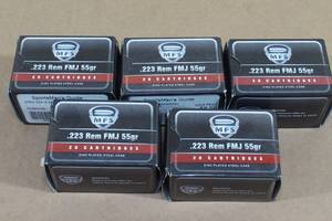 lot 167 image: 100 MFS .223 Rem 55 Gr FMJ Steel Case Ammo