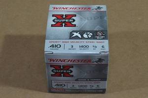 lot 186 image: 25 Winchester Super-X .410 Gauge 3 6 Shot Steel Shotshells