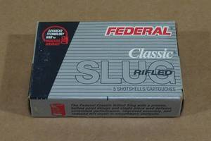 lot 205 image: 5 Federal Classic 12 Gauge 3 1-14 Oz Rifled Slug Hollow Point Shotshells