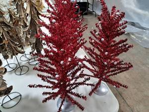 Lot of (3) Tinsel Christmas Tree Table Dcor
