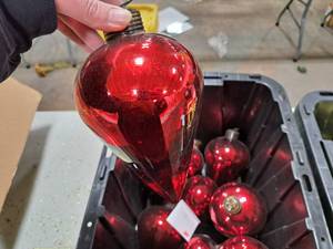 Lot of (9) Glass Tear Drop Bulb Ornaments