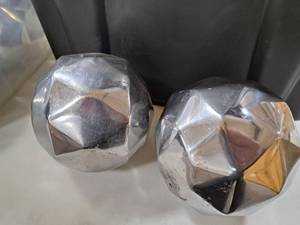 Lot of (4) 5 Metal Geometric Ball Ornaments
