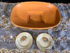 McCoy Dish, Made in Occupied Japan Plates, and Table Runner