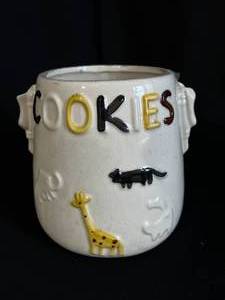 Vintage Cookie Jar and Silver Platter