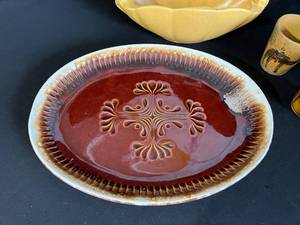 McCoy Drip Platter, Mugs and Serving Bowl
