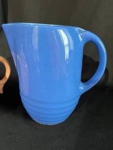 Vintage Colored Pitcher, Teapot, and Mugs