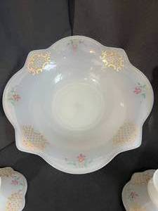 Beautiful White Bowl with Matching Candlesticks