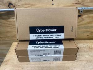 lot 11 image: CYBERPOWER Lot of 3- CSB7012 Essential Surge Protector, 1500J125V, 7 Outlets, 12ft Power Cords