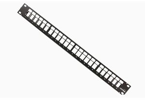 lot 42 image: LEVITON 49255-H24 QuickPort Patch Panel, 24-Port, 1RU, Cable Management Bar Included, Black